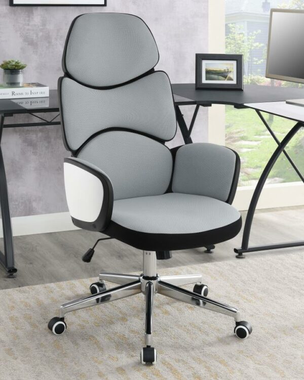 Upholstered Office Chair Light with Casters Grey and Chrome