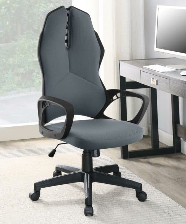 Upholstered Office Chair Dark Grey and Black