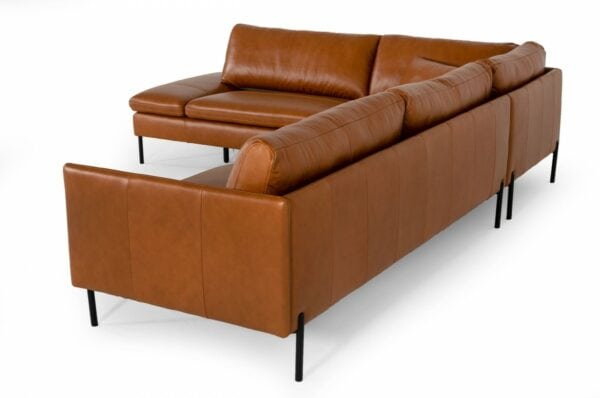 Divani Casa Sherry - Modern Cognac Leather Left Facing Sectional Sofa - Image 3