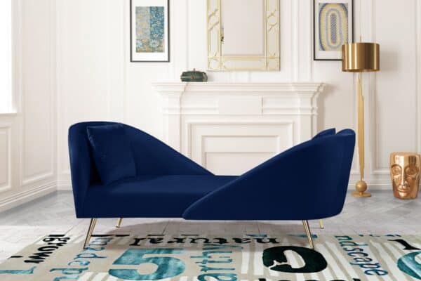 Nolan Navy Blue Velvet Chaise