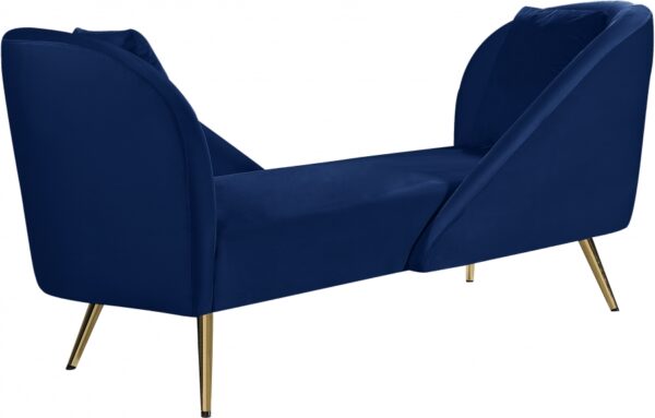 Nolan Navy Blue Velvet Chaise - Image 2