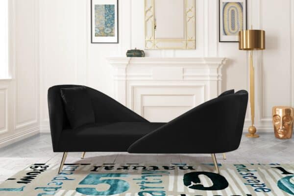 Nolan Black Velvet Chaise