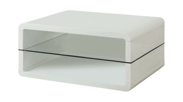 Elana Square 2-shelf Coffee & End Table Glossy White - Image 2