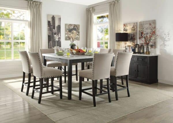 Nolan 9 Pc Marble Counter Height Dinning Room Set