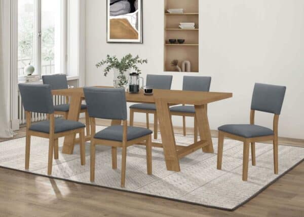 Sharon 7-piece Rectangular Trestle Base Dining Table Set