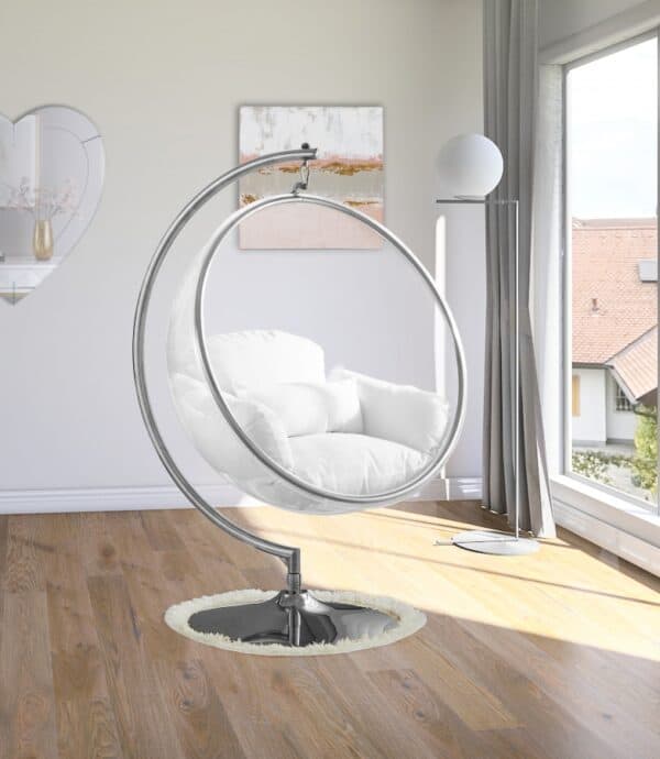 White Luna Acrylic Swing Bubble Accent Chair