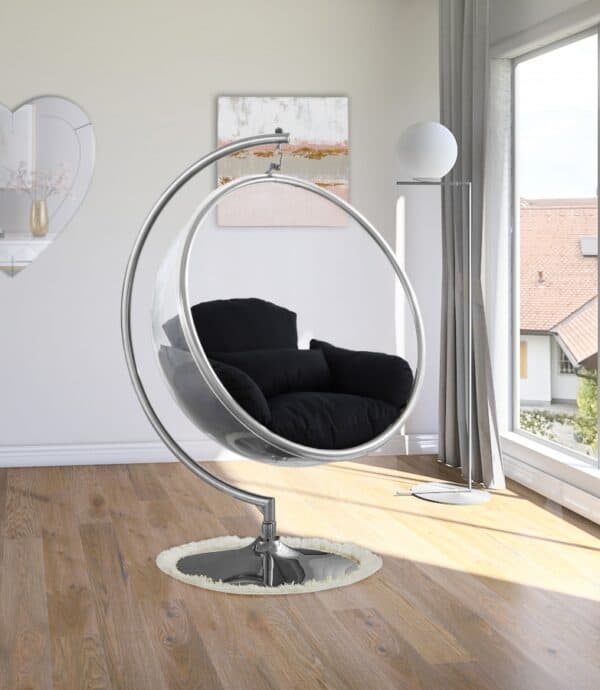 Black Luna Acrylic Swing Bubble Accent Chair