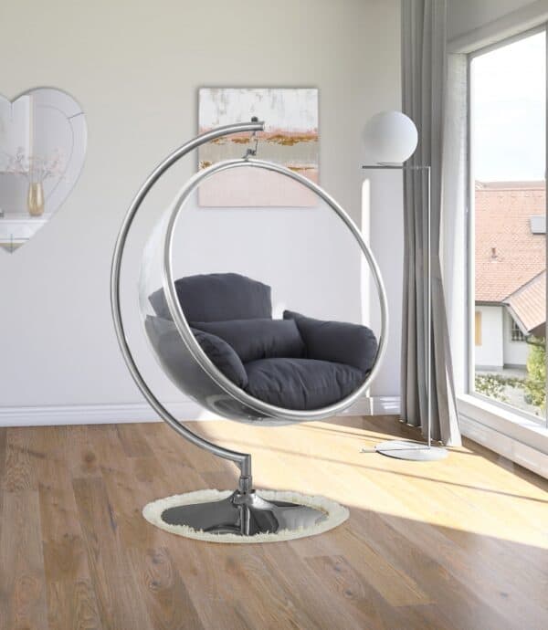 Grey Luna Acrylic Swing Bubble Accent Chair