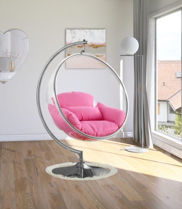 Pink Luna Acrylic Swing Bubble Accent Chair