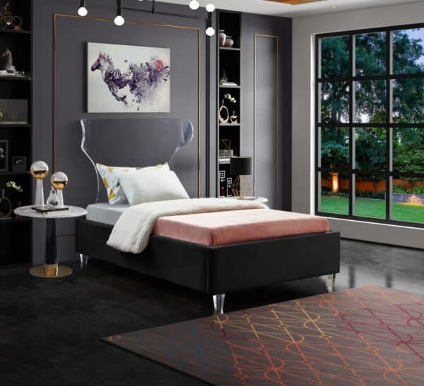 Twin Size Ghost Black Velvet Bed