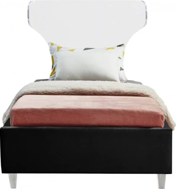 Twin Size Ghost Black Velvet Bed - Image 2