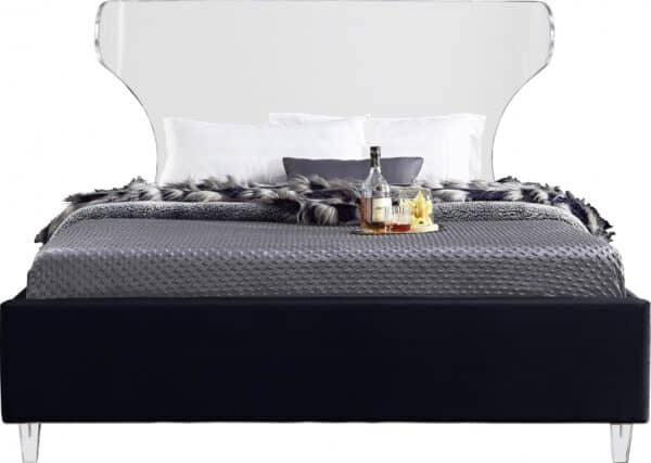 Queen Size Ghost Black Velvet Bed - Image 2