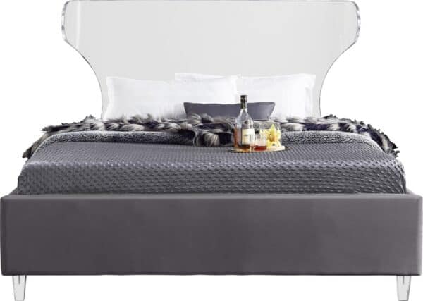 Full Size Ghost Grey Velvet Bed - Image 2