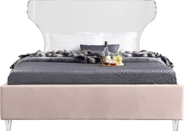 King Size Ghost Pink Velvet Bed - Image 2