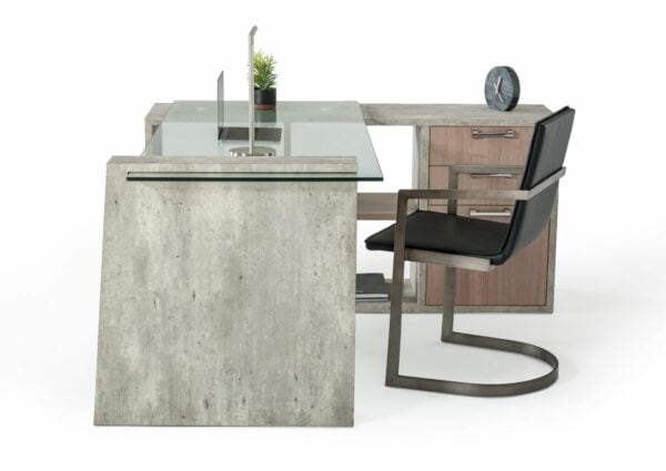 Nova Domus Boston Modern Glass & Faux Concrete Desk - Image 3