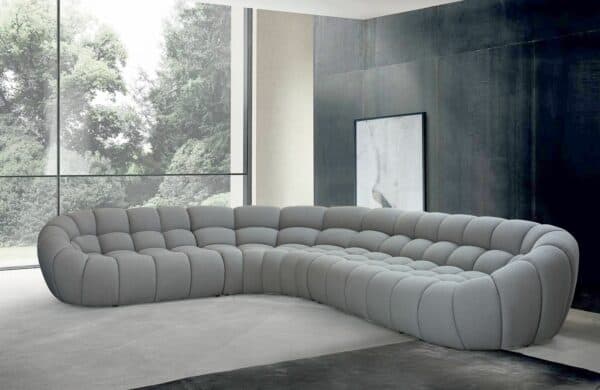 Divani Casa Yolonda - Modern Light Grey Curved Sectional Sofa