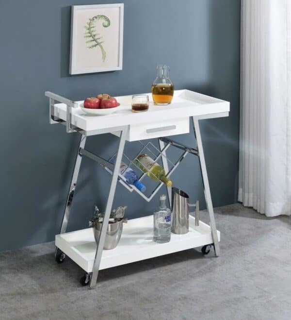 Modern White Bar Cart