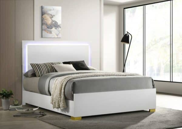 Marceline White King LED Bed