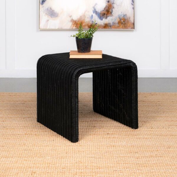 Cahya Woven Rattan Black Coffee Table & End Table - Image 4