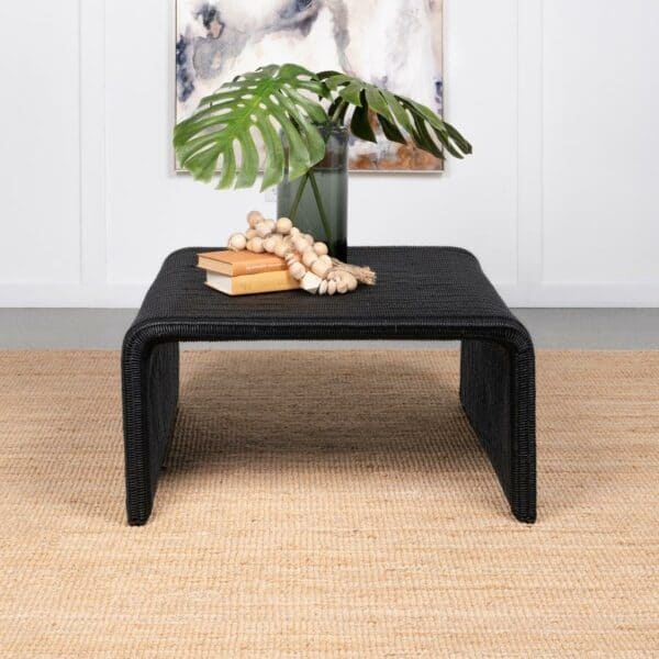 Cahya Woven Rattan Black Coffee Table & End Table - Image 2