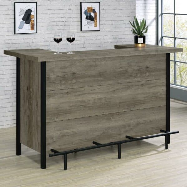 Bellemore Bar Unit with Footrest Grey Driftwood - Image 2