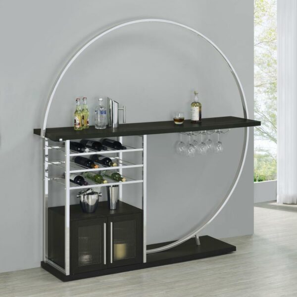 Risley Dark Charcoal 2-door Circular LED Home Bar - Image 2