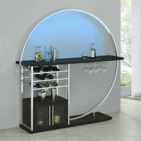 Risley Dark Charcoal 2-door Circular LED Home Bar