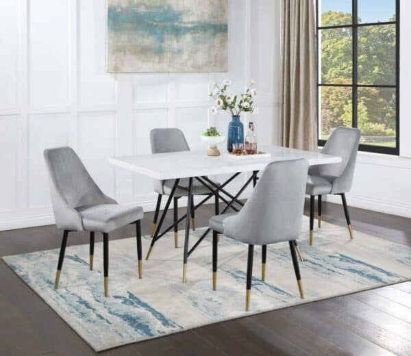 Gabrielle 5-piece Marble Top Rectangular Dining Table Set