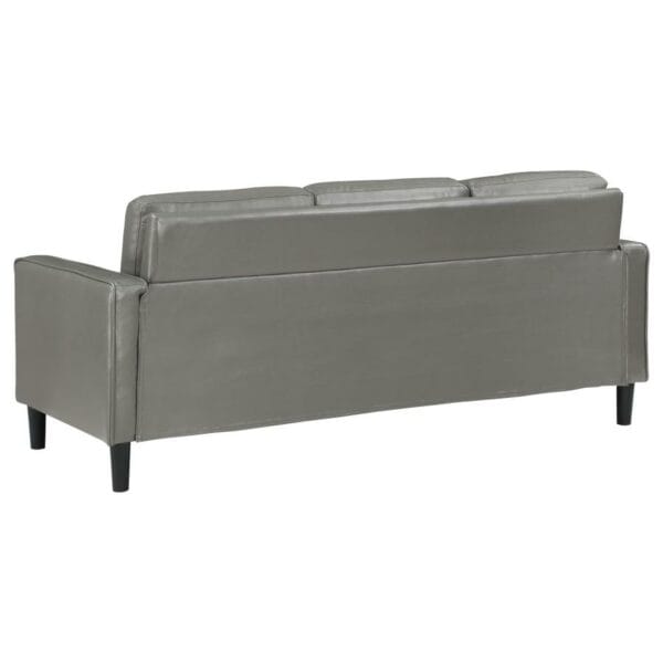 Ruth Upholstered Track Arm Faux Grey Leather Sofa - Image 2