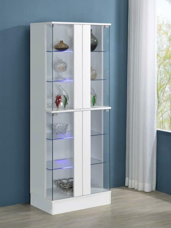 Cabra White LED Display Case Curio Cabinet