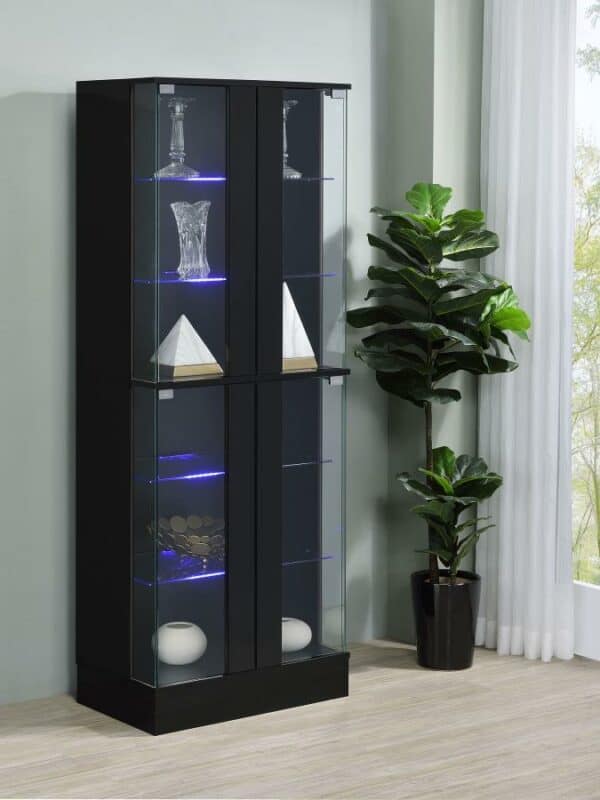 Cabra Black LED Display Case Curio Cabinet