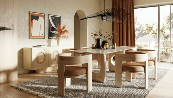 Nova Domus Osaka - Modern Faux Marble + Natural Ash Dining Table and Chairs - Image 3