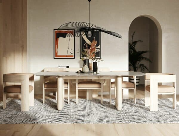 Nova Domus Osaka - Modern Faux Marble + Natural Ash Dining Table and Chairs - Image 2