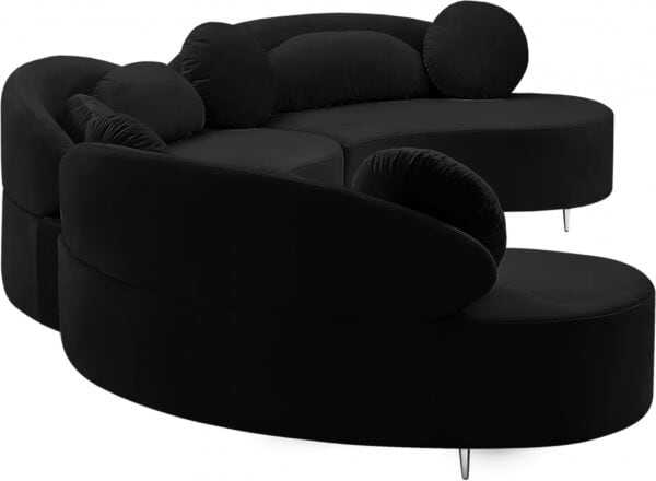 Vivacious Black Velvet 3pc. Sectional - Image 4