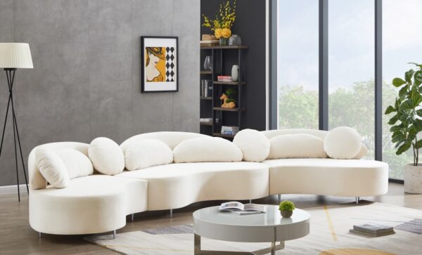 Vivacious Cream Velvet 3pc. Sectional