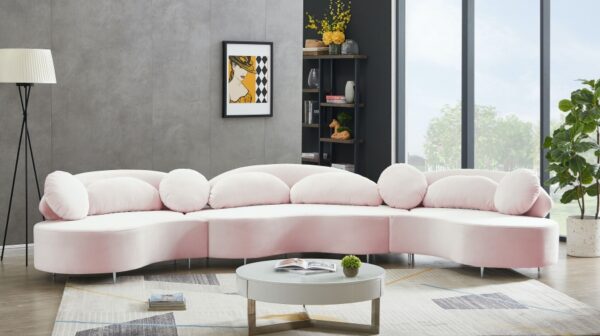 Vivacious Pink Velvet 3pc. Sectional