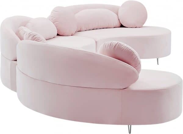 Vivacious Pink Velvet 3pc. Sectional - Image 4