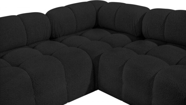 Ames Black Boucle Fabric Sectional - Image 4