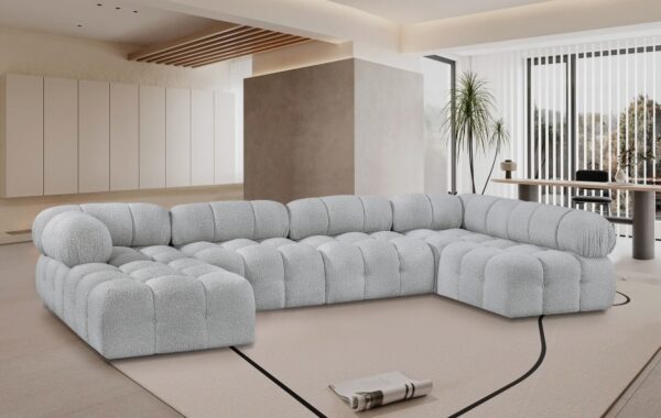 Ames Grey Boucle Fabric Sectional