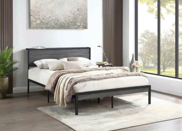 Ricky Metal Grey Queen Platform Bed