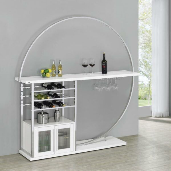 Risley White 2-door Circular LED Home Bar