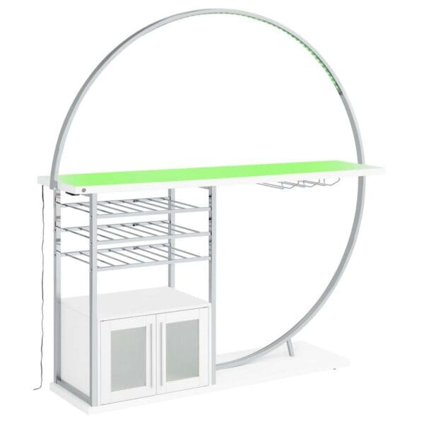 Risley White 2-door Circular LED Home Bar - Image 3