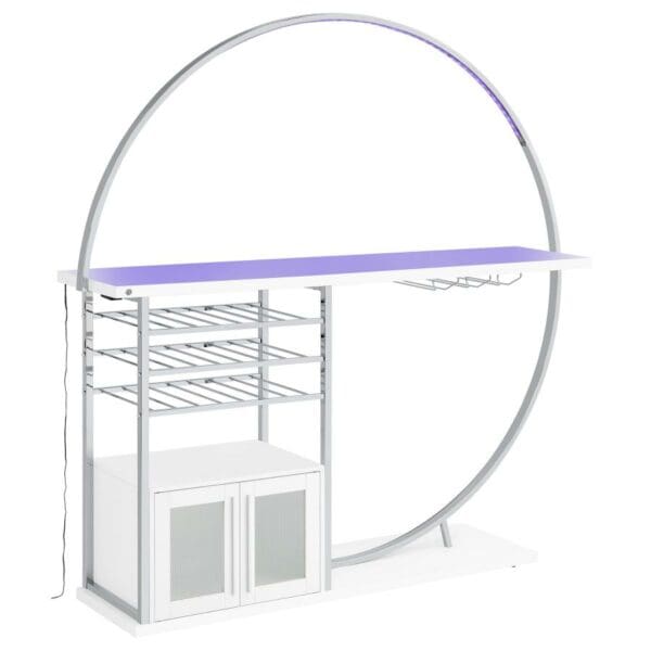 Risley White 2-door Circular LED Home Bar - Image 4