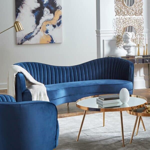 Sophia Blue Camel Back Sofa