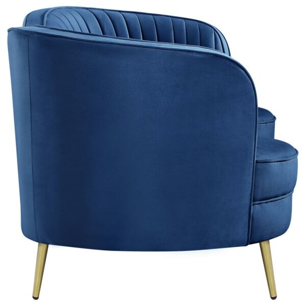 Sophia Upholstered Blue Camel Back Loveseat - Image 2