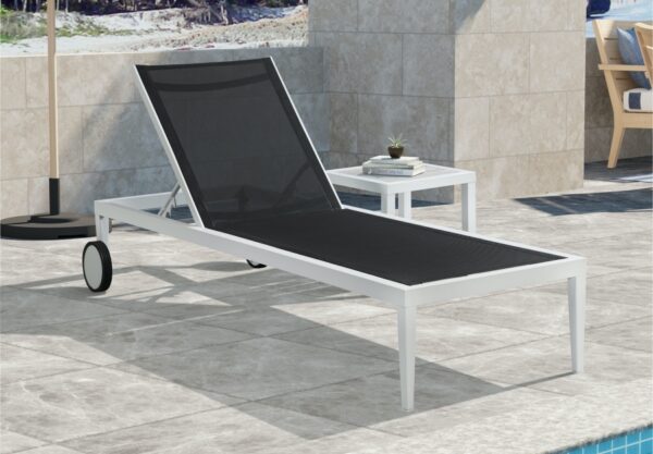 Nizuc Black Outdoor Patio Adjustable Sun Chaise Lounge Chair