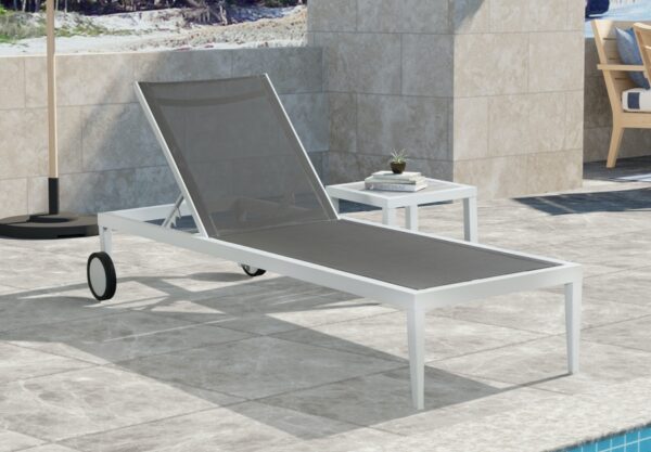 Nizuc Grey Outdoor Patio Adjustable Sun Chaise Lounge Chair