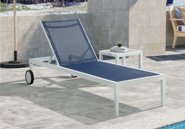 Nizuc Blue Outdoor Patio Adjustable Sun Chaise Lounge Chair