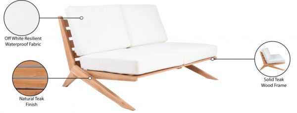 Tahiti Water Resistant White Fabric Outdoor Sofa - Image 3