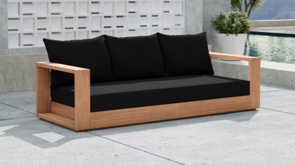 Tulum Water Resistant Black Fabric Outdoor Sofa